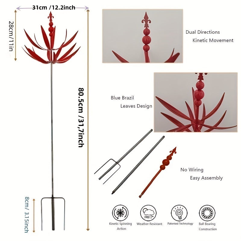 Metal Wind Spinner Garden Stake Outdoor Decor Windmill Chimes Catcher Yard Art