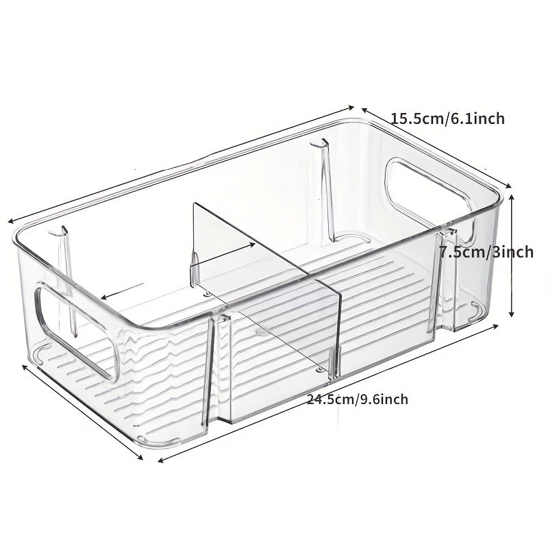 2pcs Plastic Pantry Storage Bins w/ Removable Dividers for Kitchen
