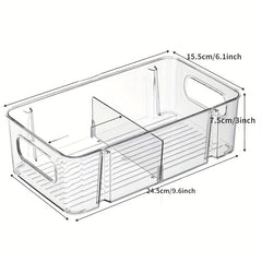 2pcs Plastic Pantry Storage Bins w/ Removable Dividers for Kitchen