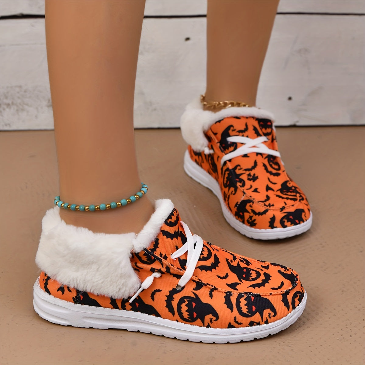 Colorful Skeleton Print Warm Sneakers Lightweight Casual Shoes