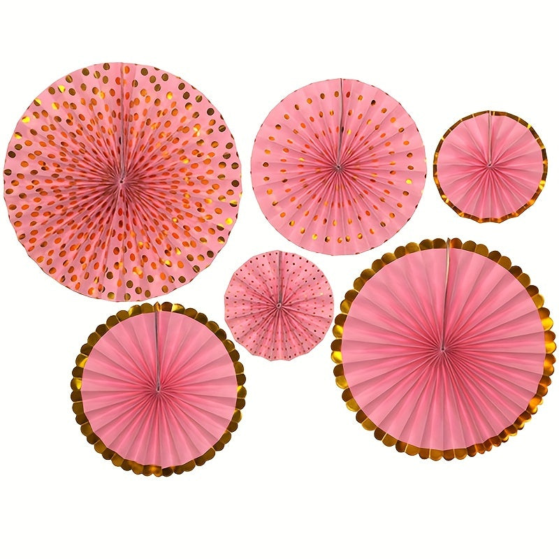 6pcs Colorful Paper Fan Flower Set for Birthday Wedding Room Party