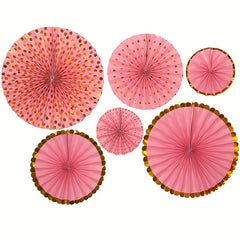 6pcs Colorful Paper Fan Flower Set for Birthday Wedding Room Party