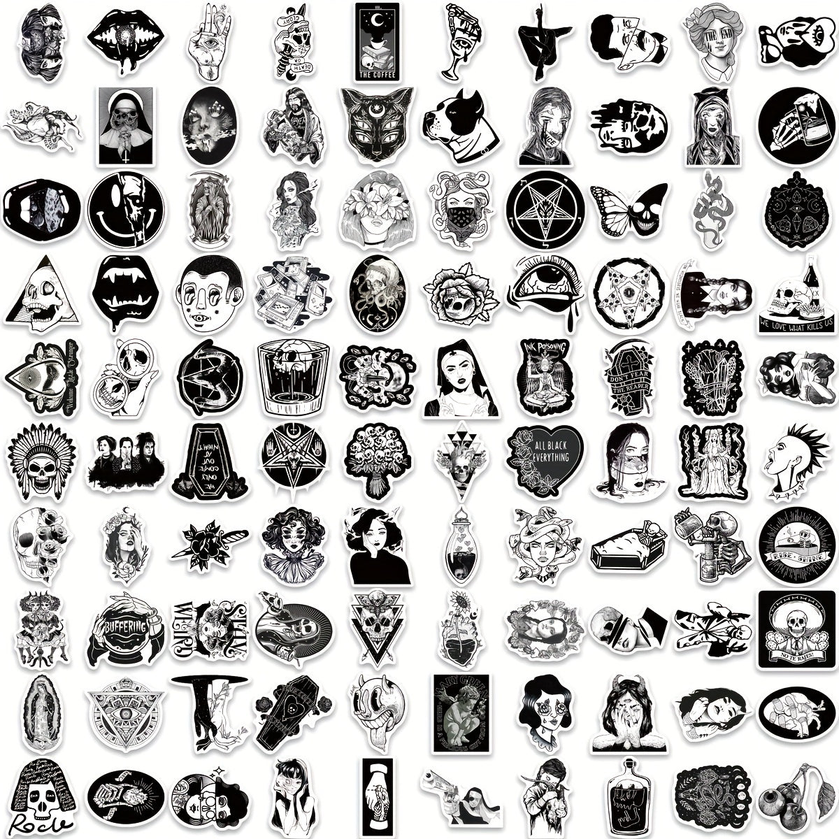 200 Pcs Gothic Pattern Luggage Stickers Punk Stickers Travel Accessories