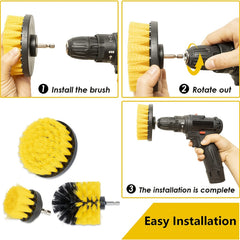 3pc Drill Brush Scrubber Kit for Grout Floor Tub Tile Cleaning