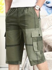 Men's Cotton Cargo Shorts with Drawstring Waist