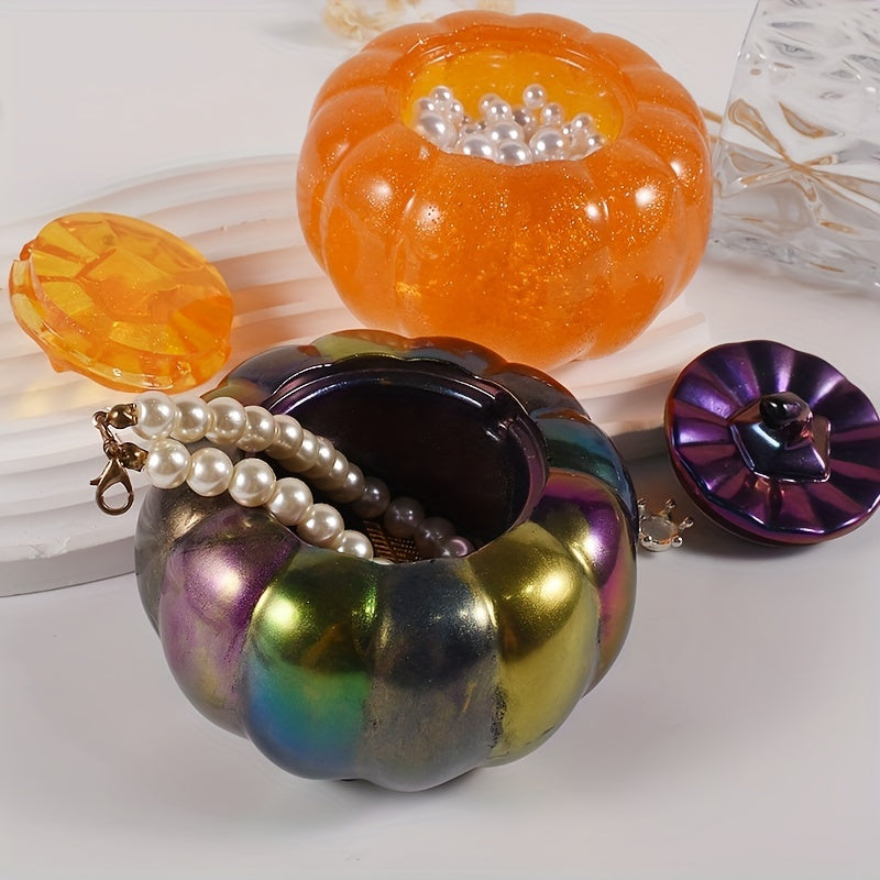 Halloween Pumpkin Shape Storage Jar Resin Mold DIY Jewelry Holder Home Container