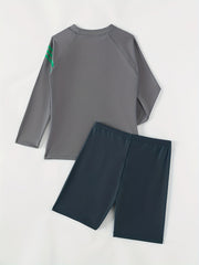 Boy's Swimsuit Long Sleeve Top & Shorts Set Summer Beach Vacation