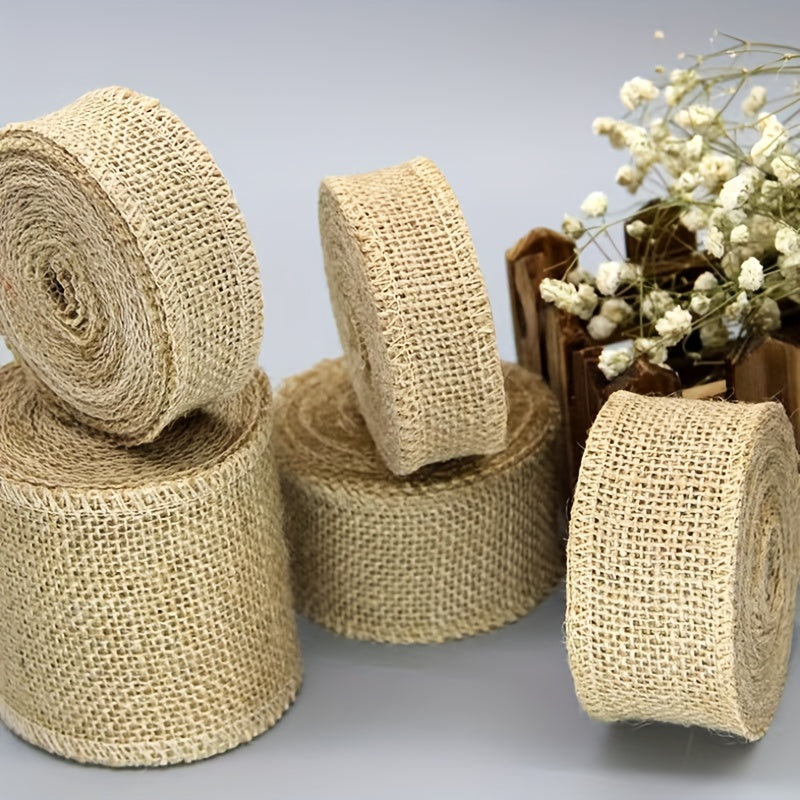 Linen Roll Woven Jute Fabric Sash Edge DIY Material Christmas Wedding Decor