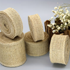 Linen Roll Woven Jute Fabric Sash Edge DIY Material Christmas Wedding Decor