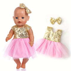 Peach & Yellow Tulle Skirt Doll Clothes for 17-18 Inch Girl Reborn Dolls