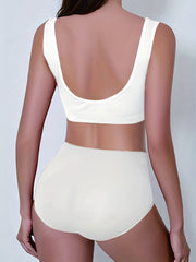 Comfy Sports Bra & Panties Set, Wireless Tank Bra & Elastic Panties