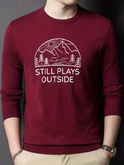 Scenery Pattern Print Men's Knitted Sweater