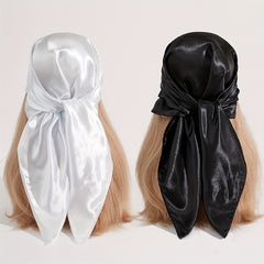 2pcs Solid Satin Bandana Silky Neck Scarf Hair Wrap Classic Square Scarf