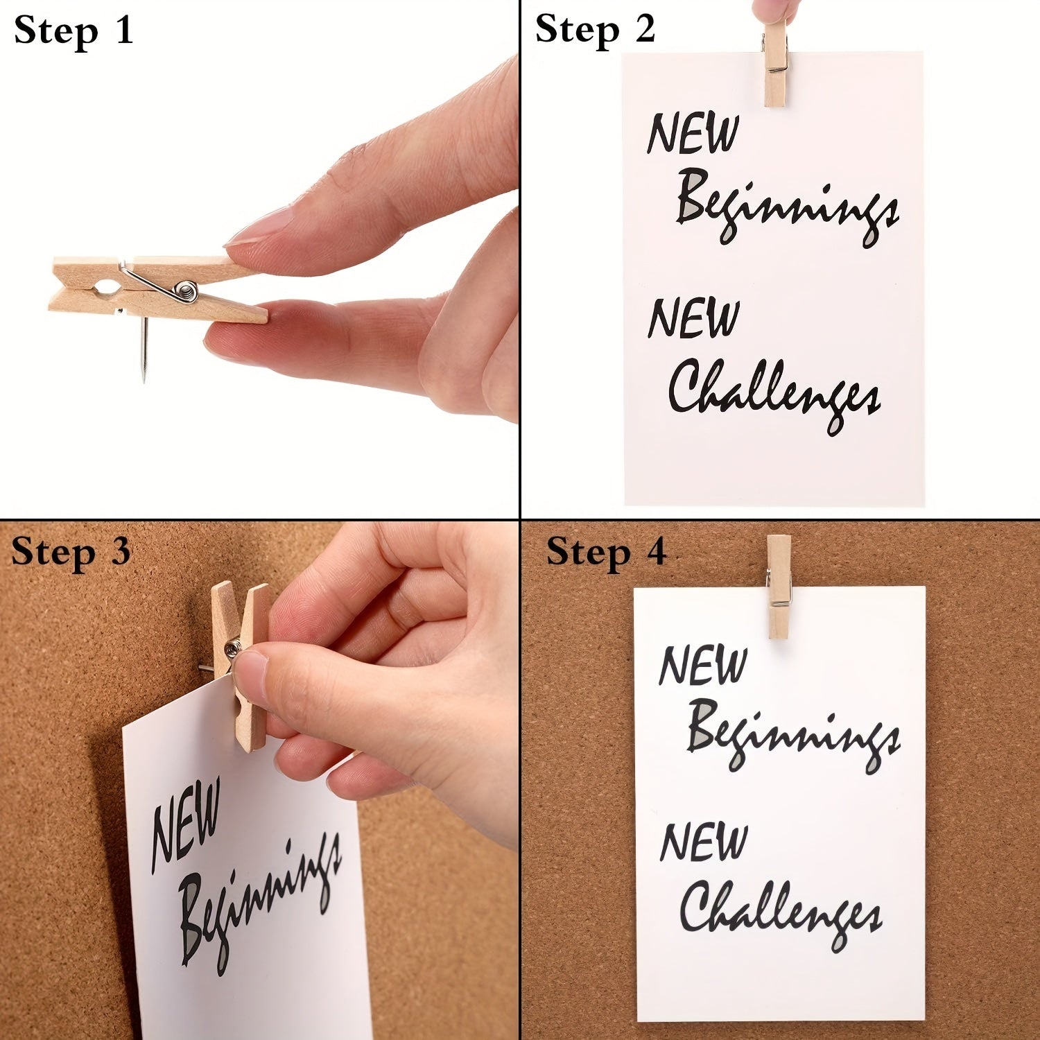 30pcs Wooden Clips Push Pins School Supplies Foam Boards Painting Tool