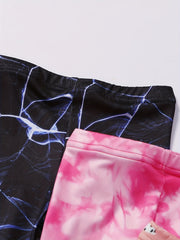 5pcs Girls' Stretch Tie Dye Footless Leggings for Trendy Style