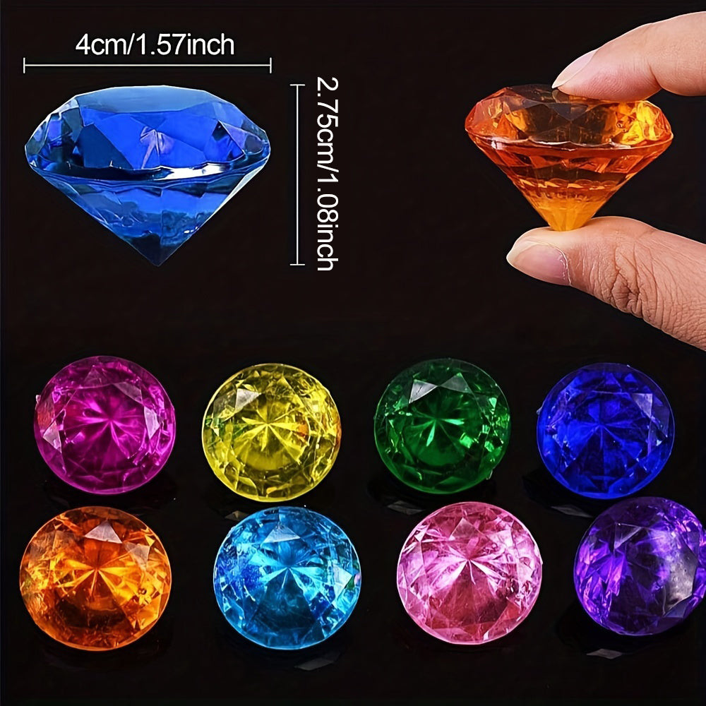 8pcs Large Acrylic Diamond Gems in Multiple Colors for Holidays and Events