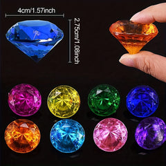 8pcs Large Acrylic Diamond Gems in Multiple Colors for Holidays and Events