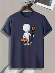 Creative Cartoon Print Men's Graphic T-shirt for Summer