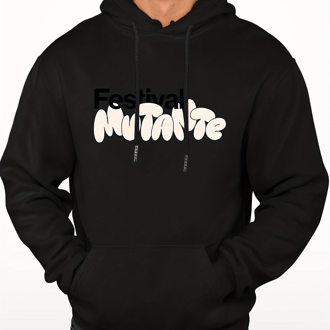 Men's Letter Print Hooded Sweatshirt Long Sleeve Drawstrings