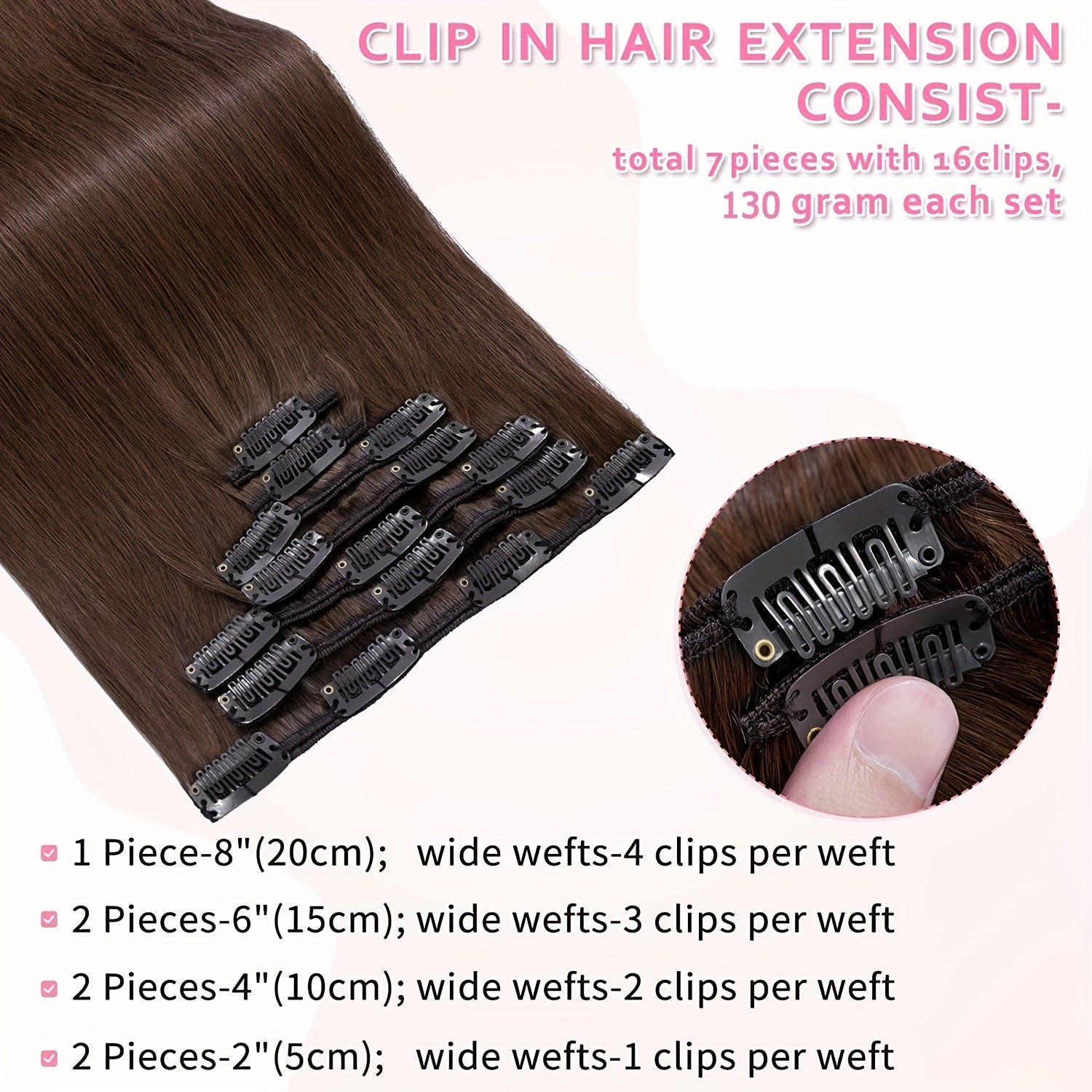 7pcs Long Straight Hair Extensions 55-88 Cm Synthetic Clip In