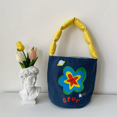 Portable Flower Bucket Bag Casual Large Capacity Handbag