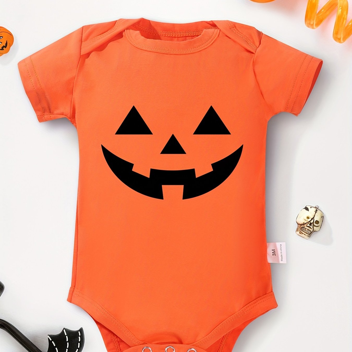 Halloween Pumpkin Face Baby Onesie Soft Romper
