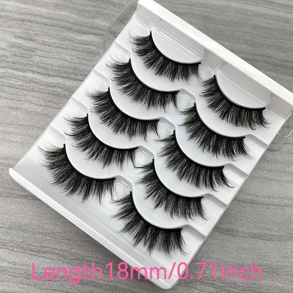 3D False Eyelashes Chemical Fiber Natural Bushy Lashes 5 Pairs