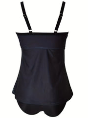 Floral Tankini Set Square Neck Cami Top & Panty Swimsuit Two Piece Set