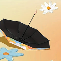 Vintage Oil Painting Folding Umbrella UV Protection