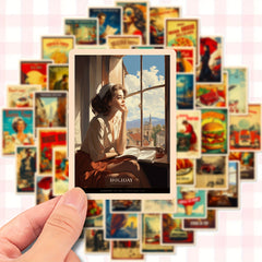 50pcs Retro Poster Stickers Art Decals for DIY Crafts Laptop Phone Skateboard