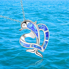 Dolphin Decor Heart Pendant Necklace - Party Gift For Girls