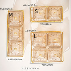 Golden Amber Snack Plate Set for Events Small Food Saucer with Beaded Edge