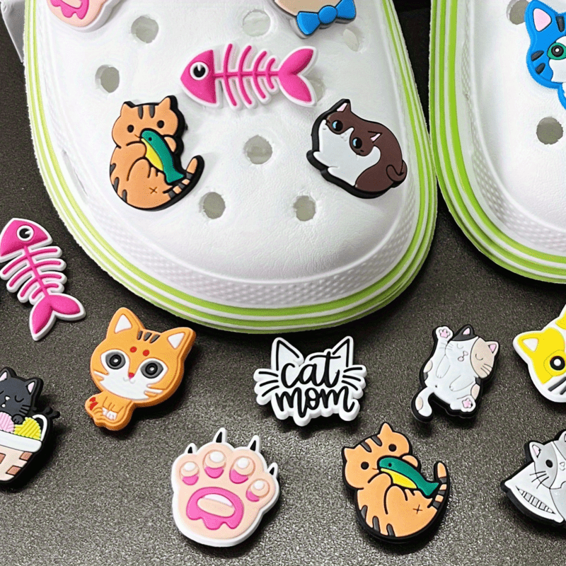 8pcs Cartoon Cat Shoes Charms for Clogs Sandals - Boys Girls Shoe Accessories