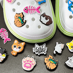 8pcs Cartoon Cat Shoes Charms for Clogs Sandals - Boys Girls Shoe Accessories