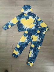 Girl's Marble Pattern 2pcs Hoodie & Sweatpants Set