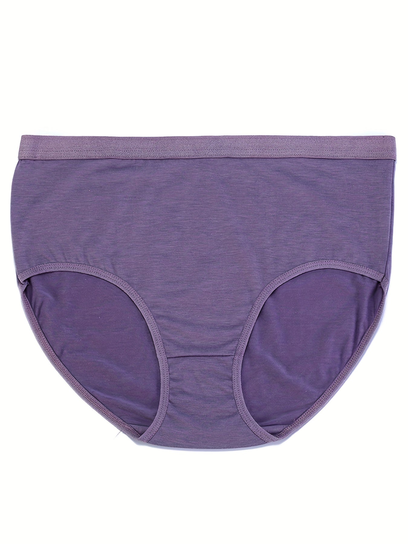 3 Pack Plus Size Basic Panties Set Women's Plus Solid High Rise Underwear