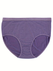 3 Pack Plus Size Basic Panties Set Women's Plus Solid High Rise Underwear