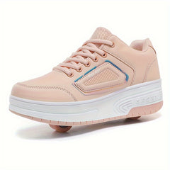 Girl's Roller Shoes Lace Up Comfy Skate Sneakers For Kids Teen