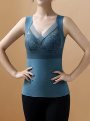 Lace Thermal Underwear Soft V Neck Sleeveless Top