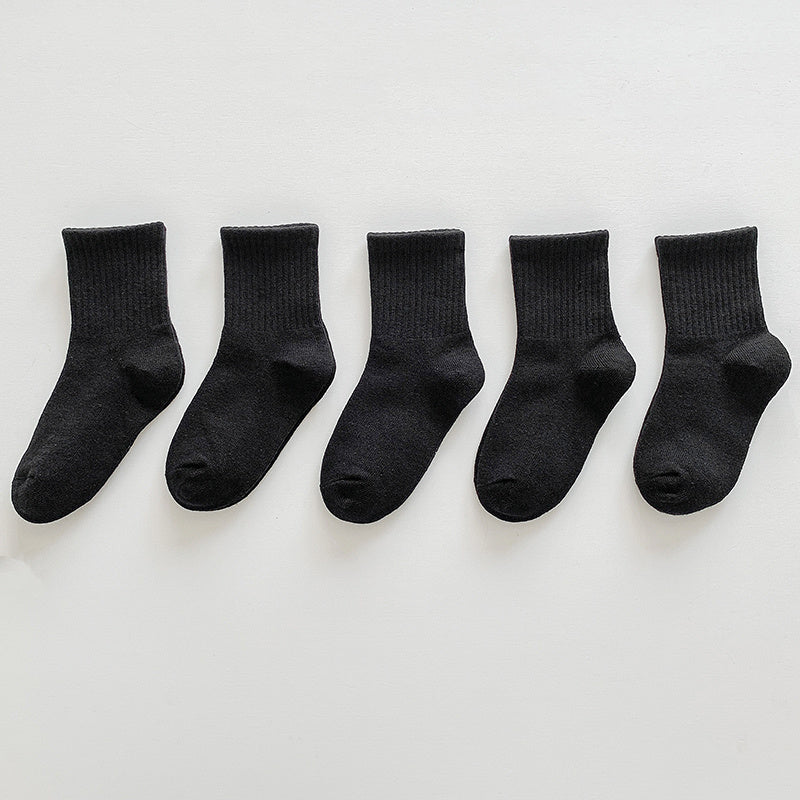 5 Pairs Girls Striped High Elastic Cotton Socks