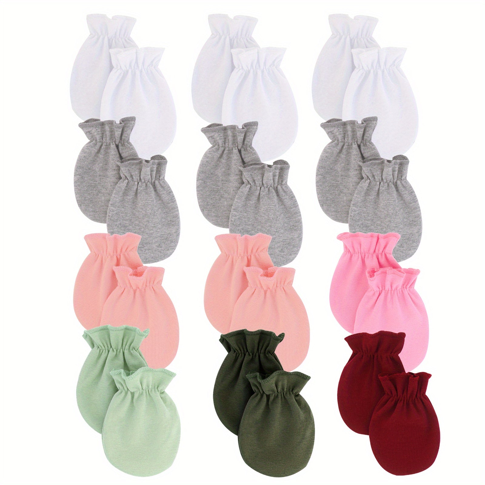 12 Pairs Baby Cotton Gloves No Scratch Mittens 0-6 Months