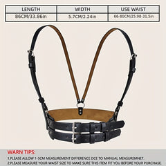 Punk Body Harness Belt PU Leather Double Pin Buckle Waistband