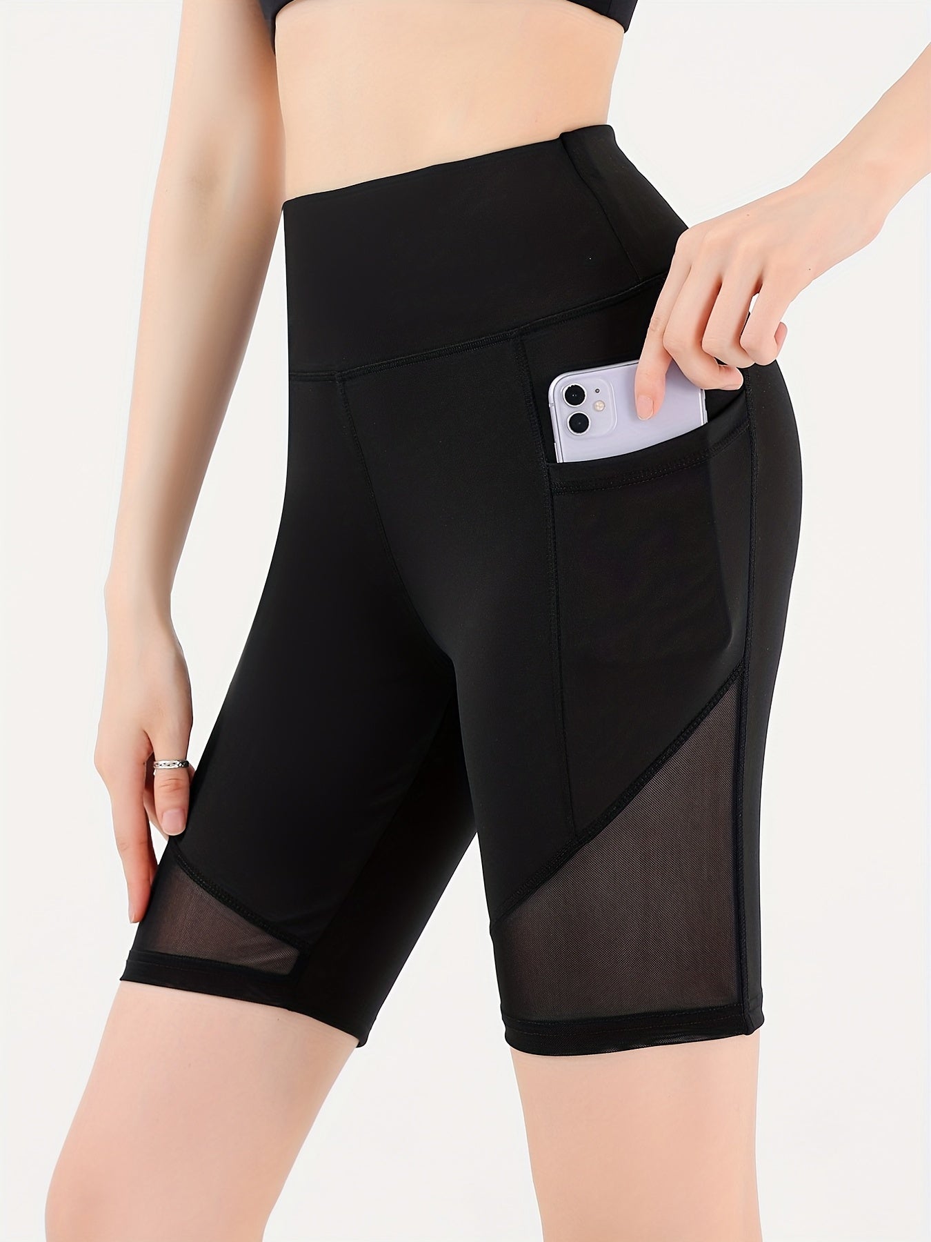Women's Mesh Yoga Sports Shorts Butt Lifting Stretchy Leggings