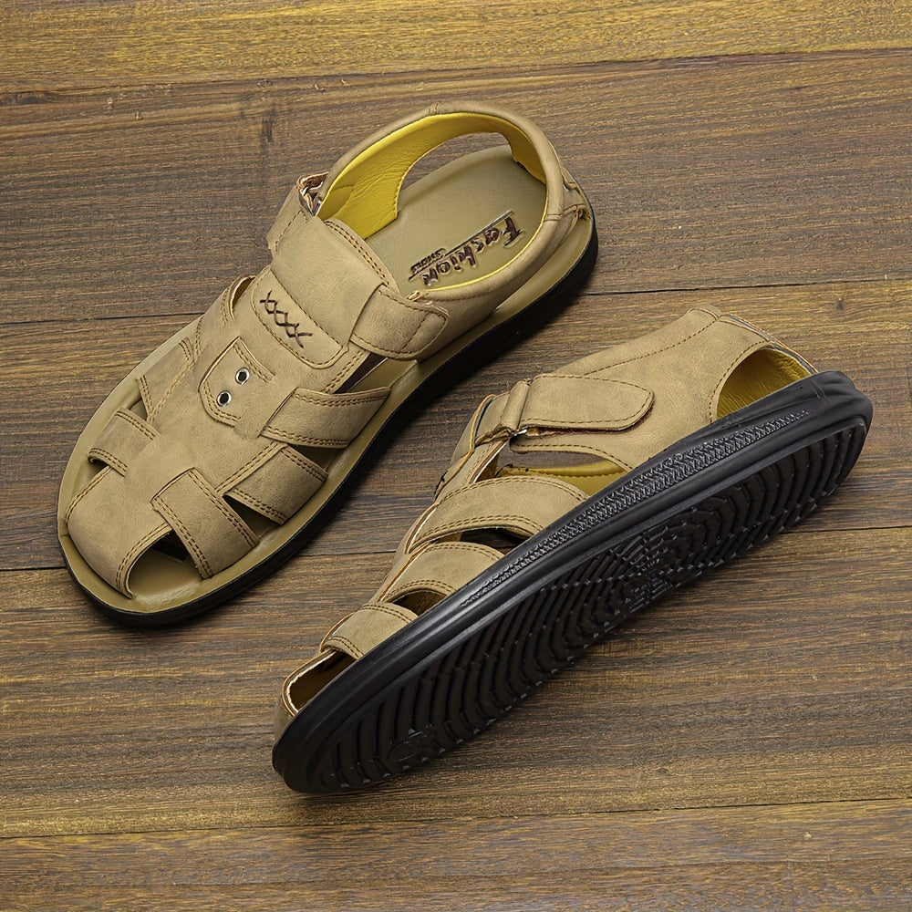 Men's Casual Solid Closed Toe Strap Sandals Outdoor Rubber Sole