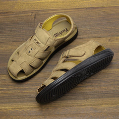 Men's Casual Solid Closed Toe Strap Sandals Outdoor Rubber Sole