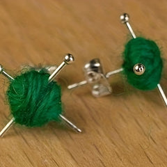 Yarn Ball & Needle Mini Stud Earrings - Holiday Gift