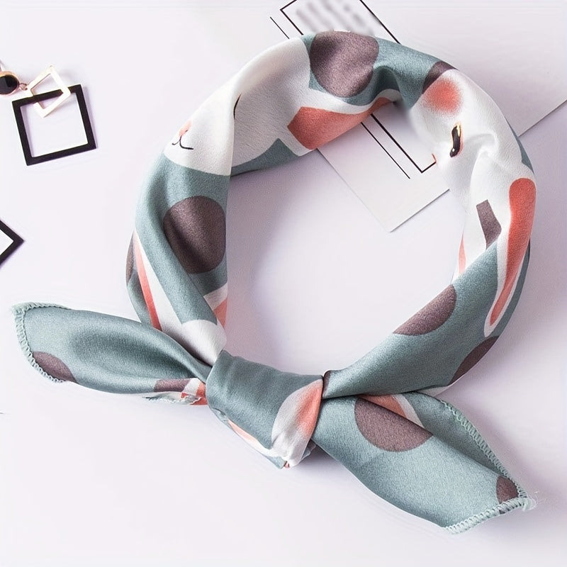 Rabbit Print Scarf Polka Dot Satin Neckerchief Bandana Head Wrap Hair Accessory