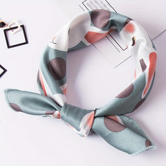 Rabbit Print Scarf Polka Dot Satin Neckerchief Bandana Head Wrap Hair Accessory