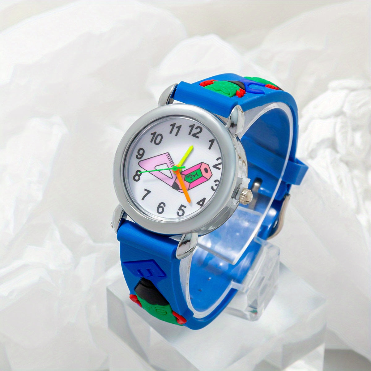 Kids Crayon Print Silicone Quartz Watch for Gift