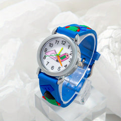 Kids Crayon Print Silicone Quartz Watch for Gift